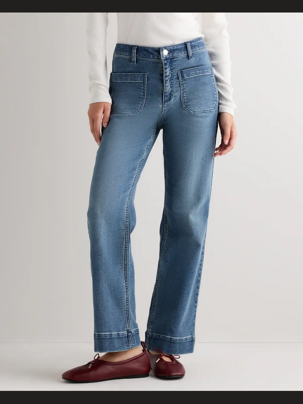 Quince French Terry Wide Leg Pants River Blue size 4